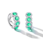 64facets rose cut emerald and diamond huggie earrings set in 18k gold