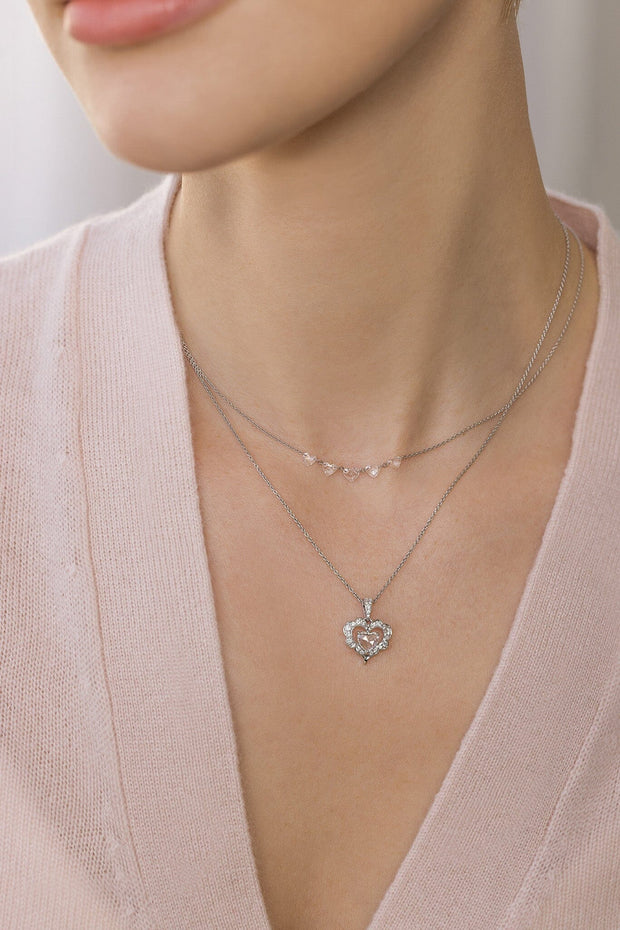 Ethereal Rose Heart Pendant Necklace - 5 Hearts