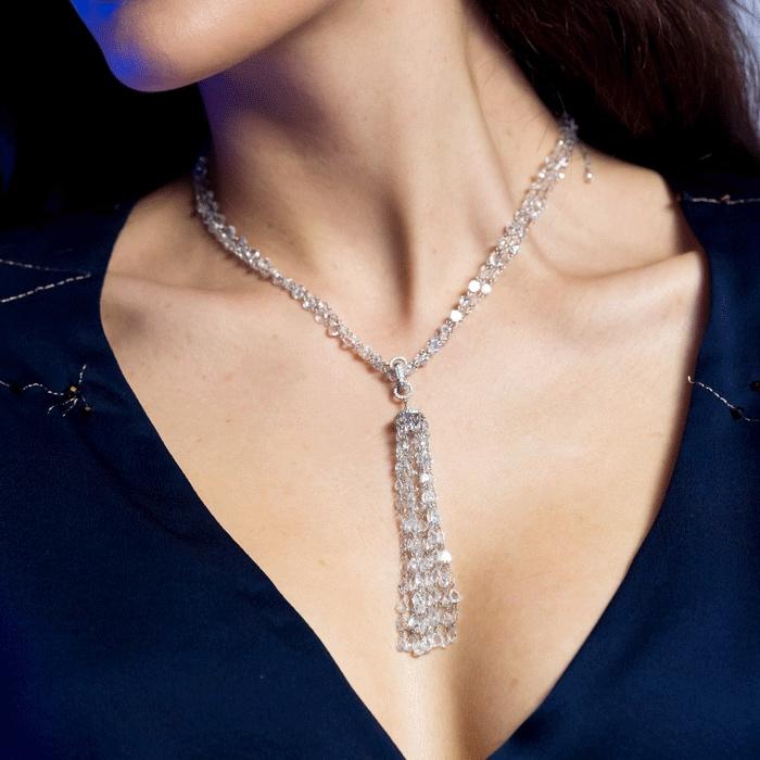 Image of Ethereal Diamond Tassel Pendant for Necklaces