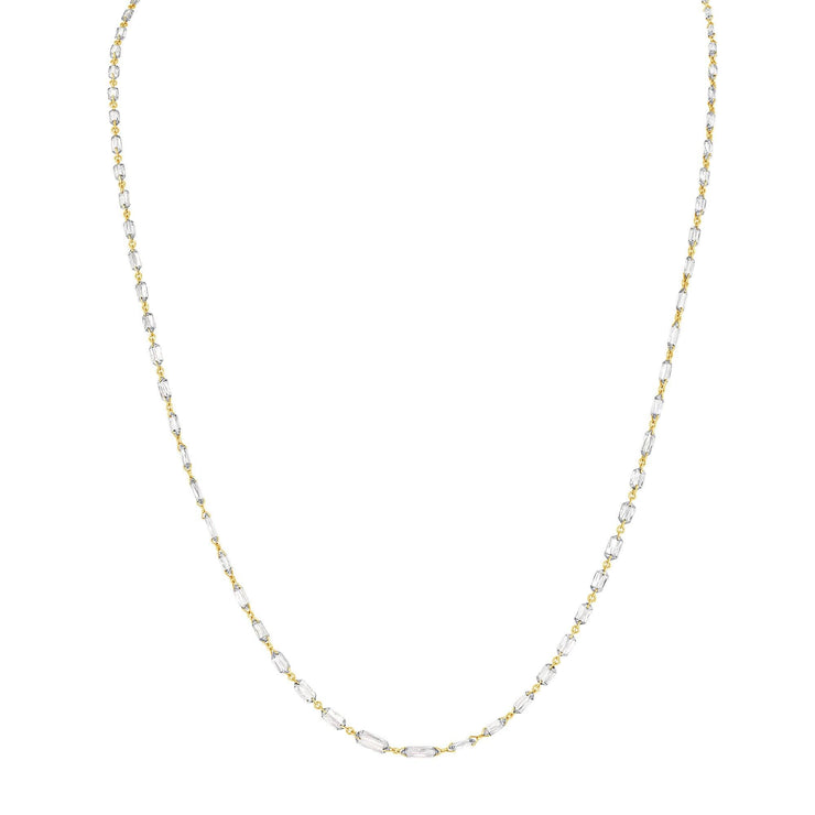64Facets flat briolette diamond chain necklace in 18k gold
