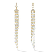 64facets flat briolette diamond tassel earrings set in gold