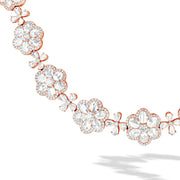 64Facets Floral Diamond Choker Wrap Around Necklace with Flower shapes and rose cut diamonds in 18k gold