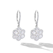 64Facets diamond drop earrings in the shape of a flower 