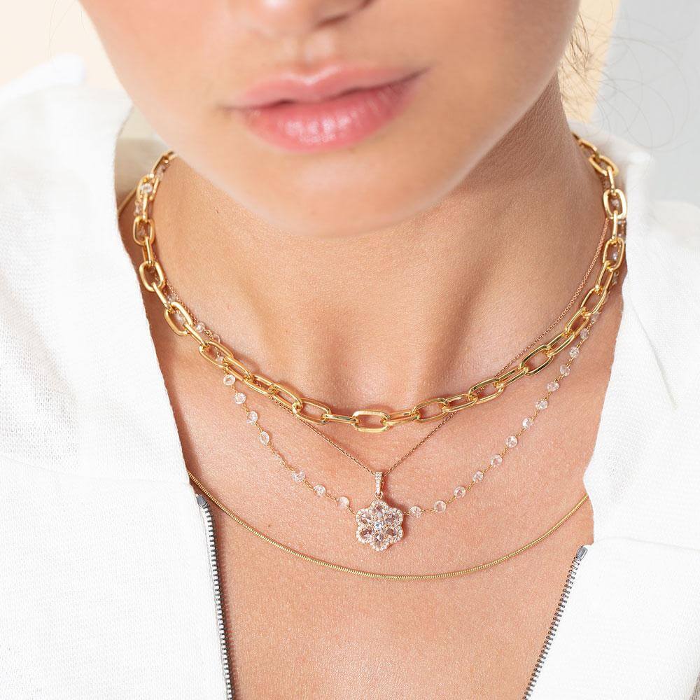 Image of Rose cut diamond pendant in the shape of a flower 