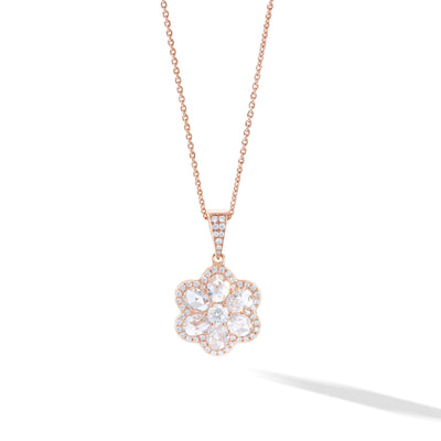 diamond pendant in the shape of a flower in 18k gold