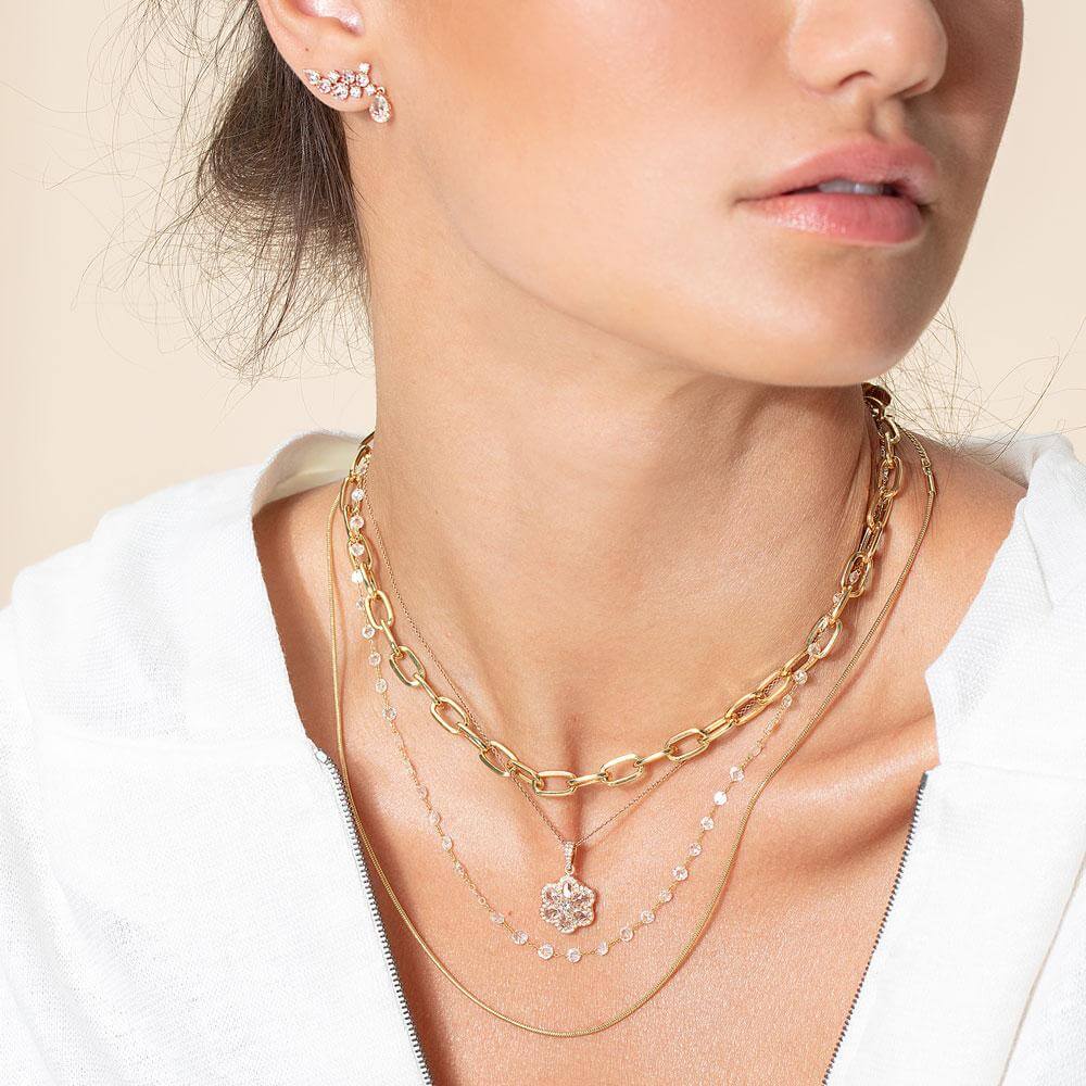 Image of Rose cut diamond pendant in the shape of a flower 