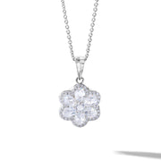 64Facets Diamond Pendant and Gold Chain made with rose-cut diamonds in a flower shape 