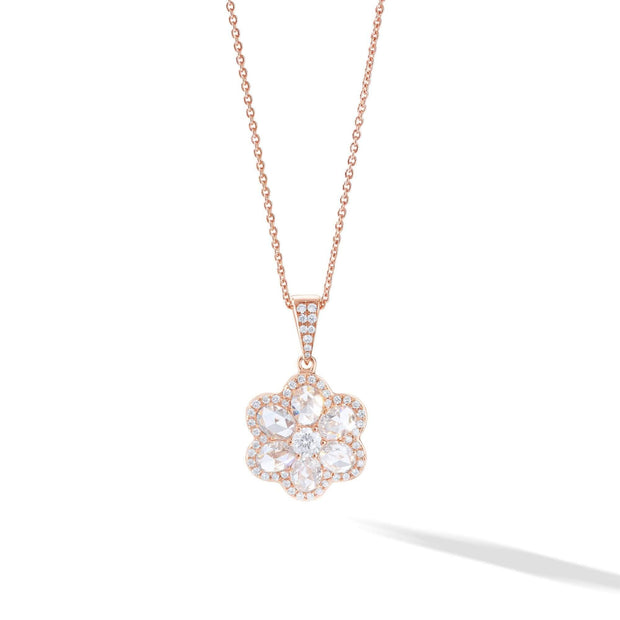 diamond pendant in the shape of a flower in 18k gold