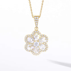 Image of 64Facets Floral Diamond Pendant with Seven Rose Cut Diamonds and Pave Accents in 18K Yellow Gold
