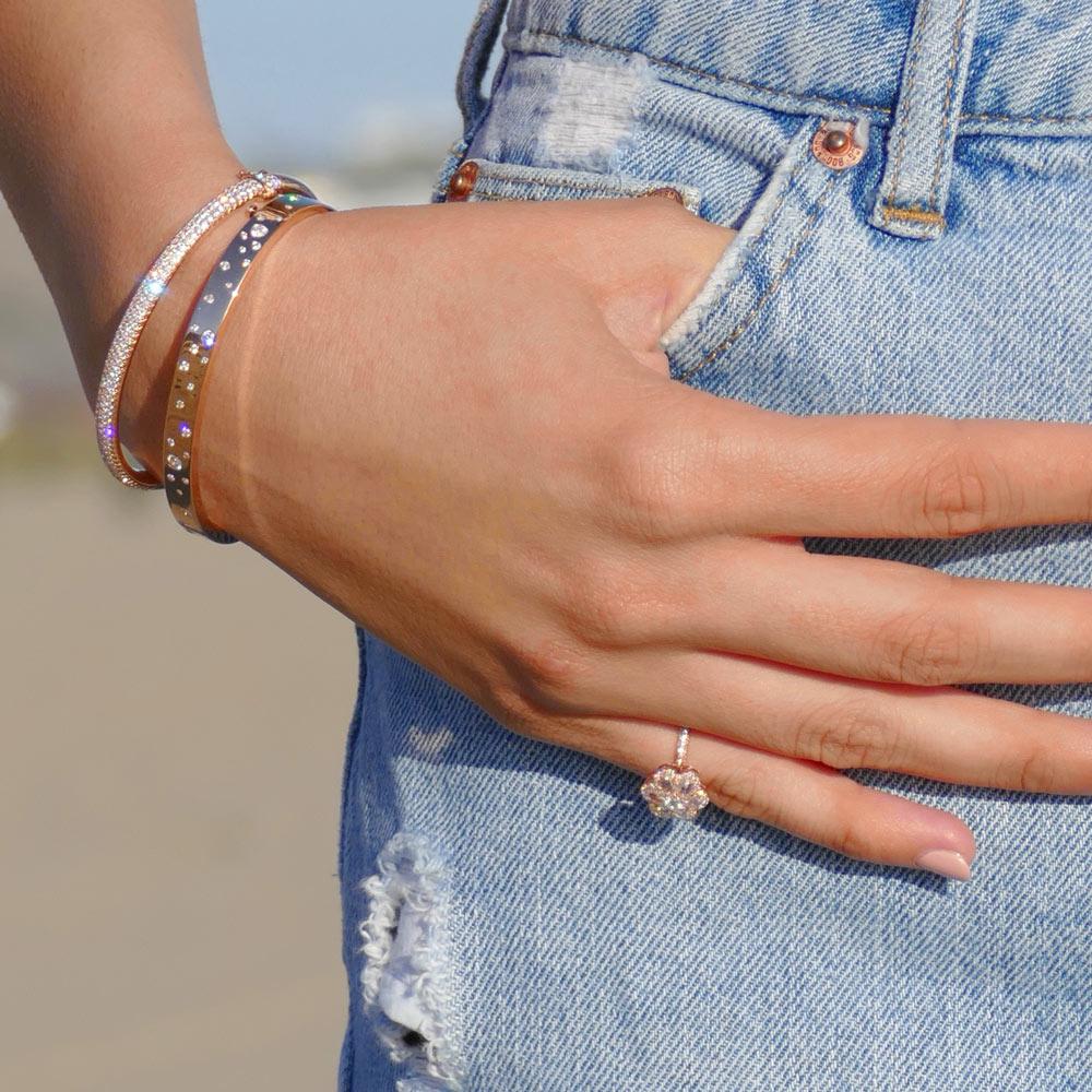 Image of 64Facets Floral Diamond Ring - Flower shaped rose cut diamond ring set in 19k gold with a pave diamond accent