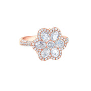64Facets floral diamond ring - rose cut diamonds set in the shape of a flower in 18k gold