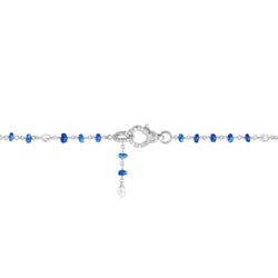 Image of 64Facets Elements Gemstone Cabochon Bead Necklace with blue sapphires and Rose Cut Diamonds in 18K White Gold