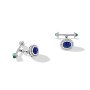 64faces sapphire and emerald cabochon cufflinks set in 18k gold