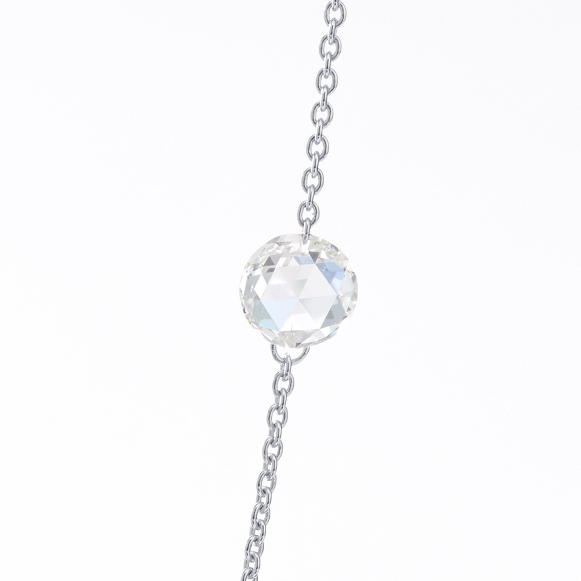 64Facets 18K Gold Chain Necklace with Rose Cut Diamond Stations