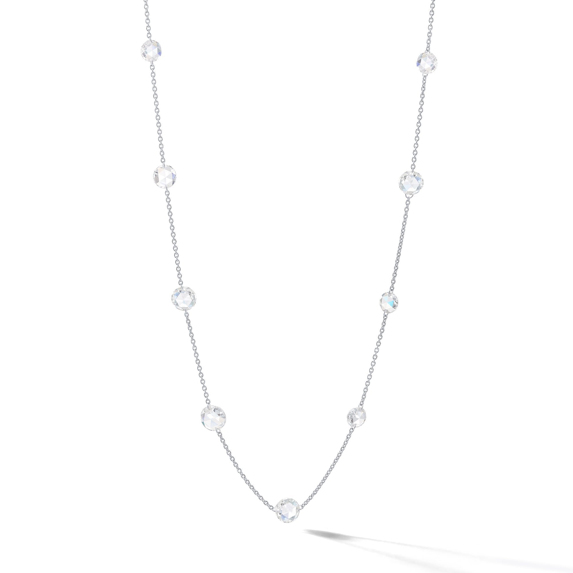 gold chain necklace with rose cut diamond stations 