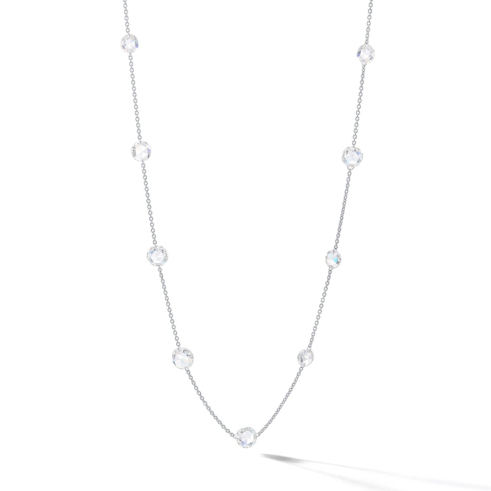gold chain necklace with rose cut diamond stations 