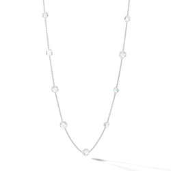 Image of gold chain necklace with rose cut diamond stations 