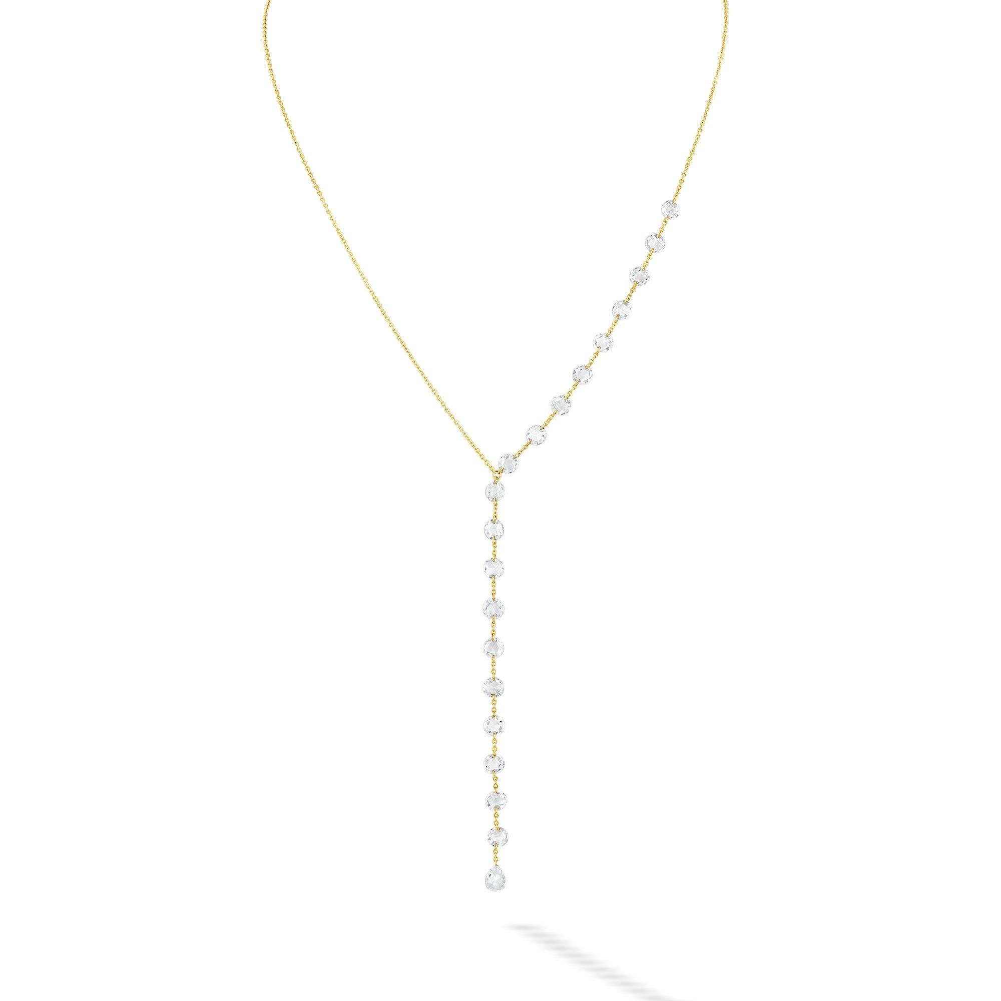 Image of 64facets gold and diamond lariat chain necklace