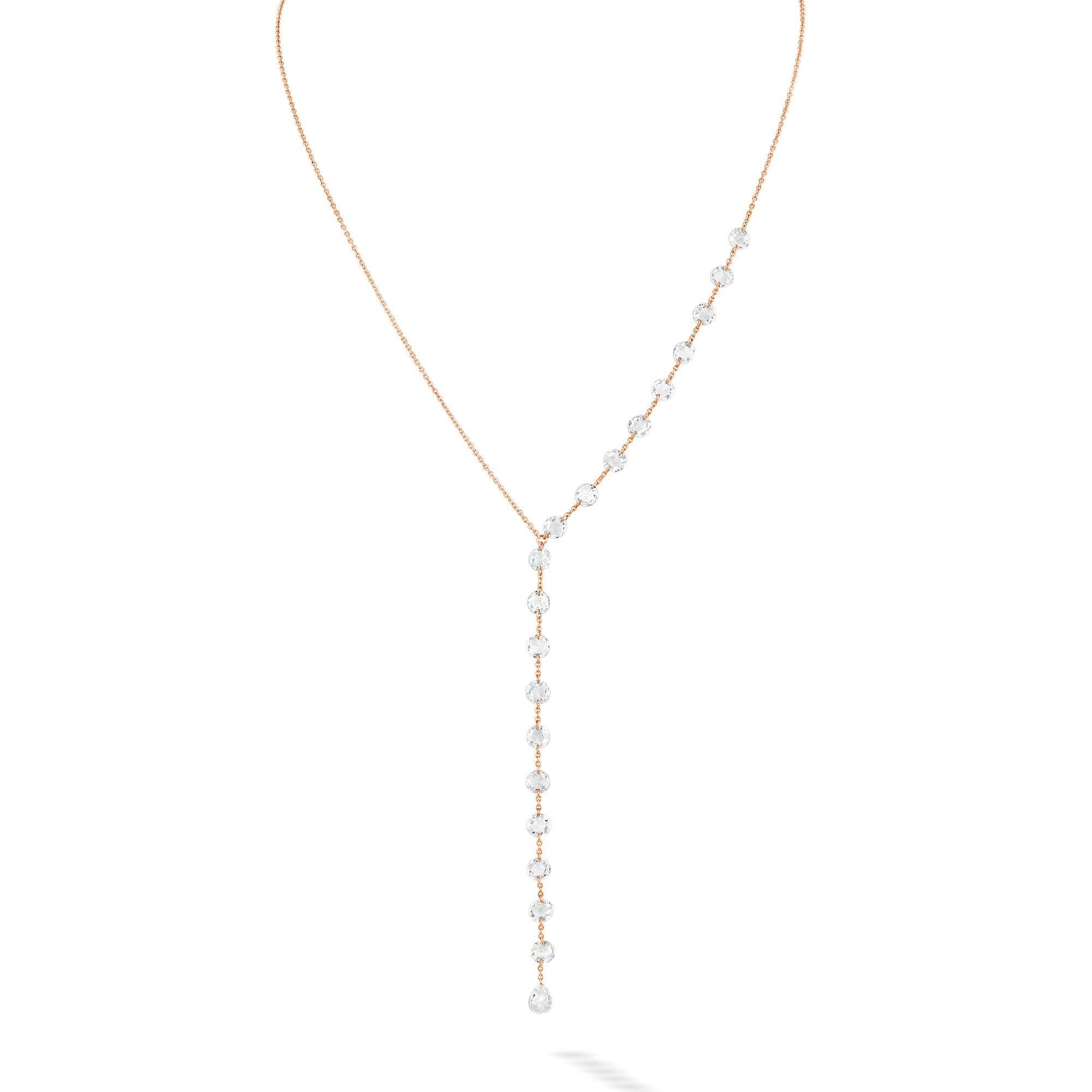 Image of 64facets gold and diamond lariat chain necklace