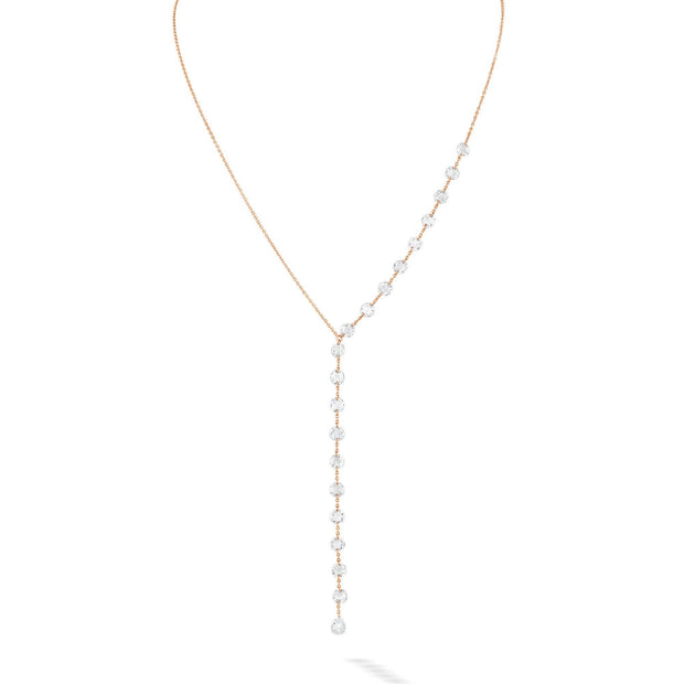 64facets gold and diamond lariat chain necklace