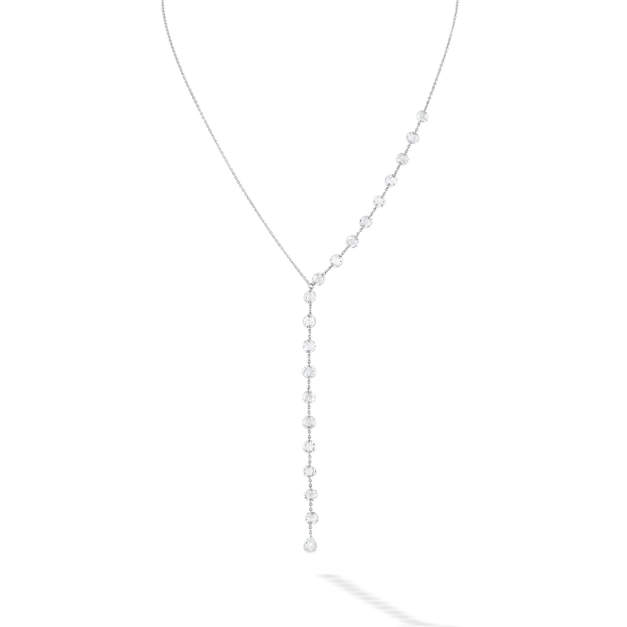 Image of 64facets gold and diamond lariat chain necklace