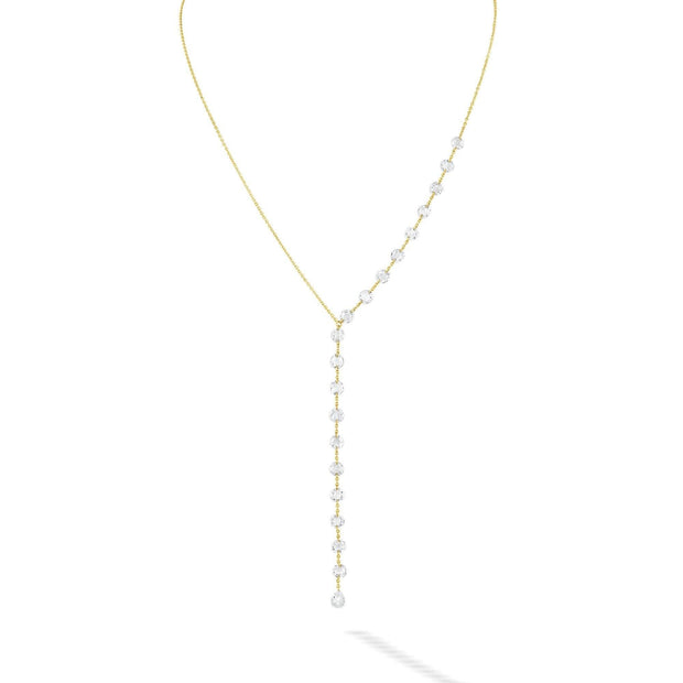64facets gold and diamond lariat chain necklace
