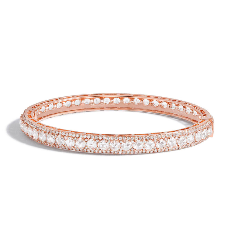 64Facets rose cut diamond bangle bracelet from the linear collection