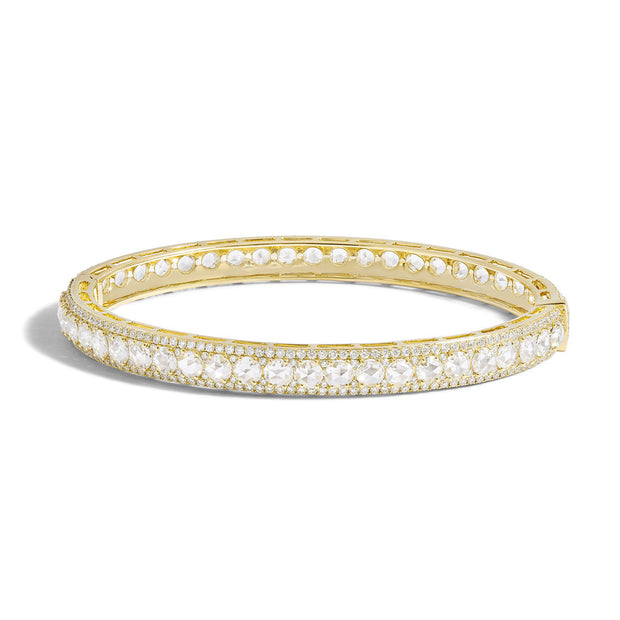 64Facets rose cut diamond bangle bracelet from the linear collection