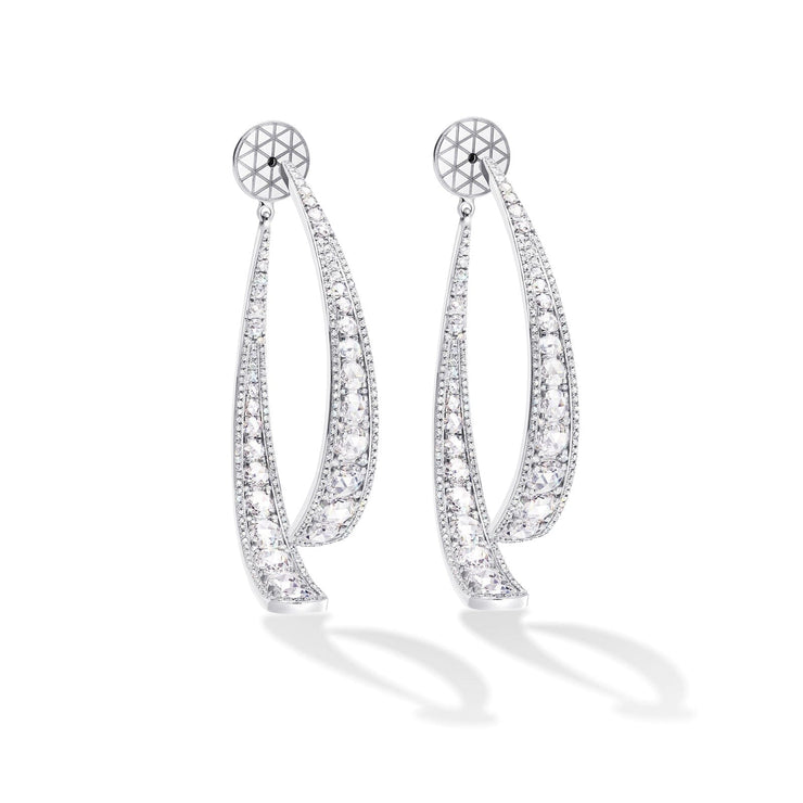 64facets diamond dangle earrings - broken hoops set in 18k gold
