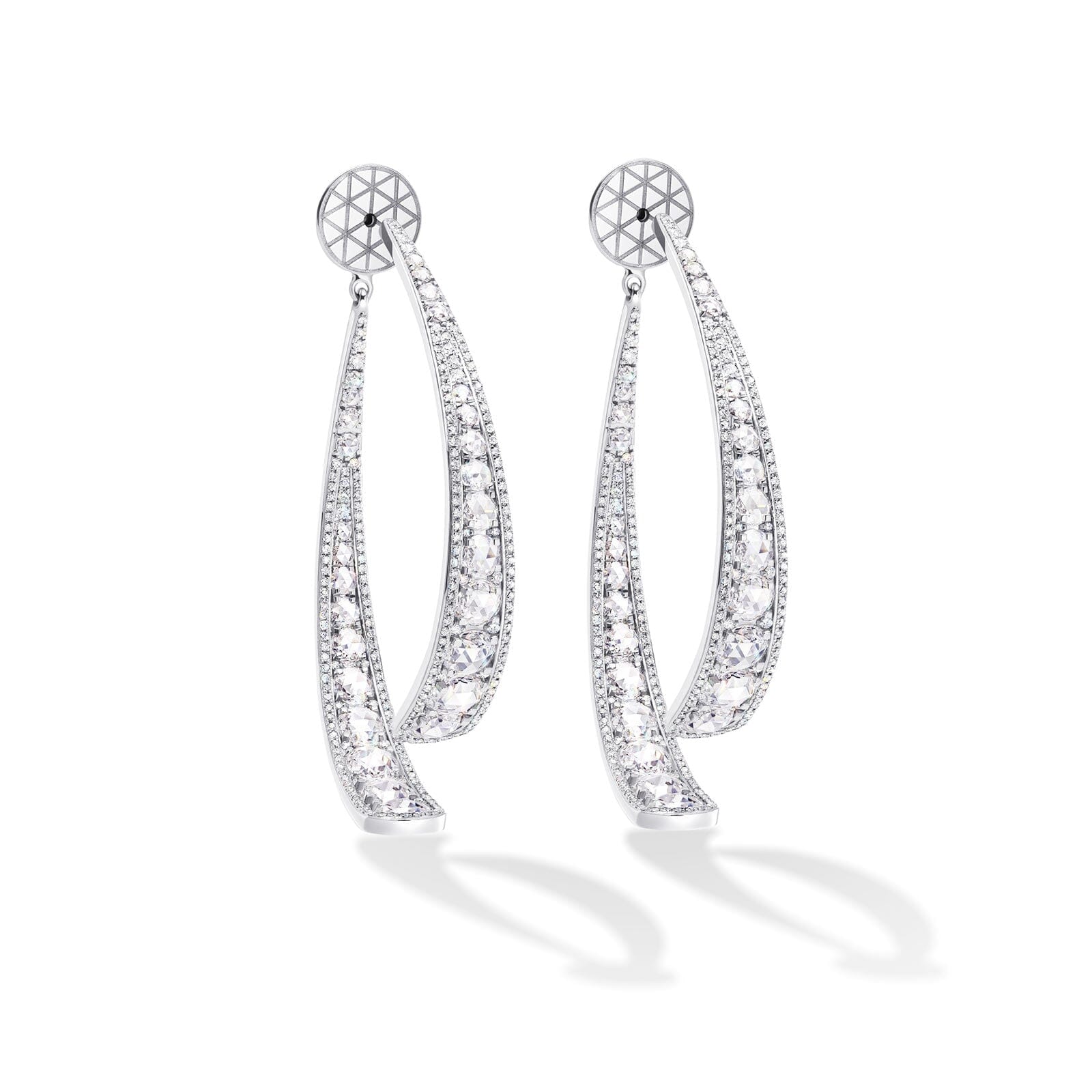 Image of 64facets diamond dangle earrings - broken hoops set in 18k gold