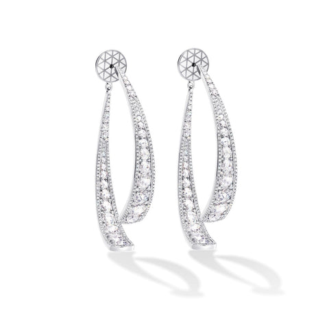 64facets diamond dangle earrings - broken hoops set in 18k gold