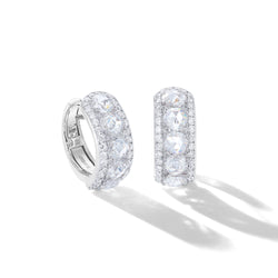 Image of 64Facets rose cut diamond huggie earrings set in 18k white gold