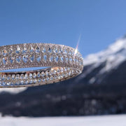 64Facets Rose Cut Diamond bangle Bracelet in 18K White Gold in St Moritz