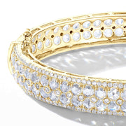 64Facets Rose Cut Diamond Bangle Bracelet in 18K Yellow Gold