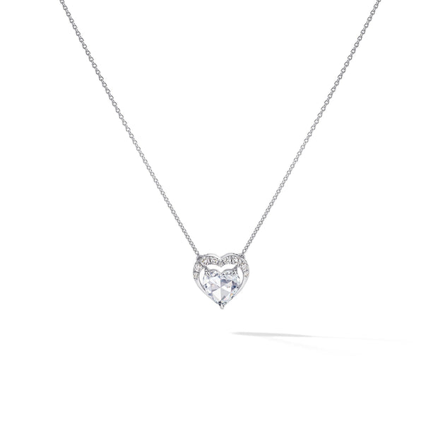 Modern Rose Heart Solitaire Pendant - 1 ct Heart