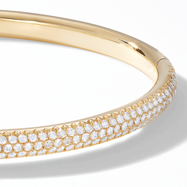 14K Stacking Micro Pave Diamond Bangle 0.90 ctw 14K Gold / 6-6.5 Inches