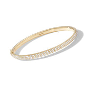 64Facets pave diaond bangle bracelet with brilliant cut diamonds set in yellow gold