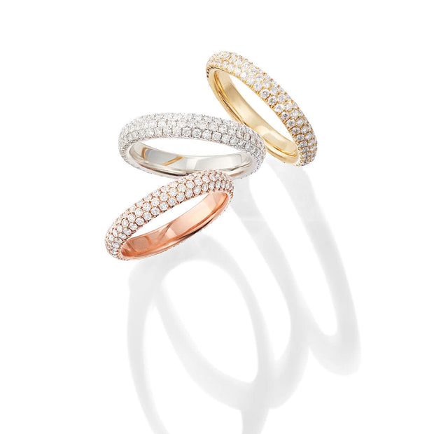 64facets pave diamond band rings set in 18k gold