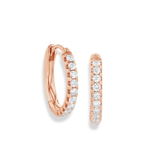64Facets Pave Diamond Huggie Earrings in 18K Rose Gold
