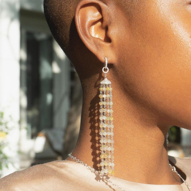 64facets rough diamond tassel earrings 