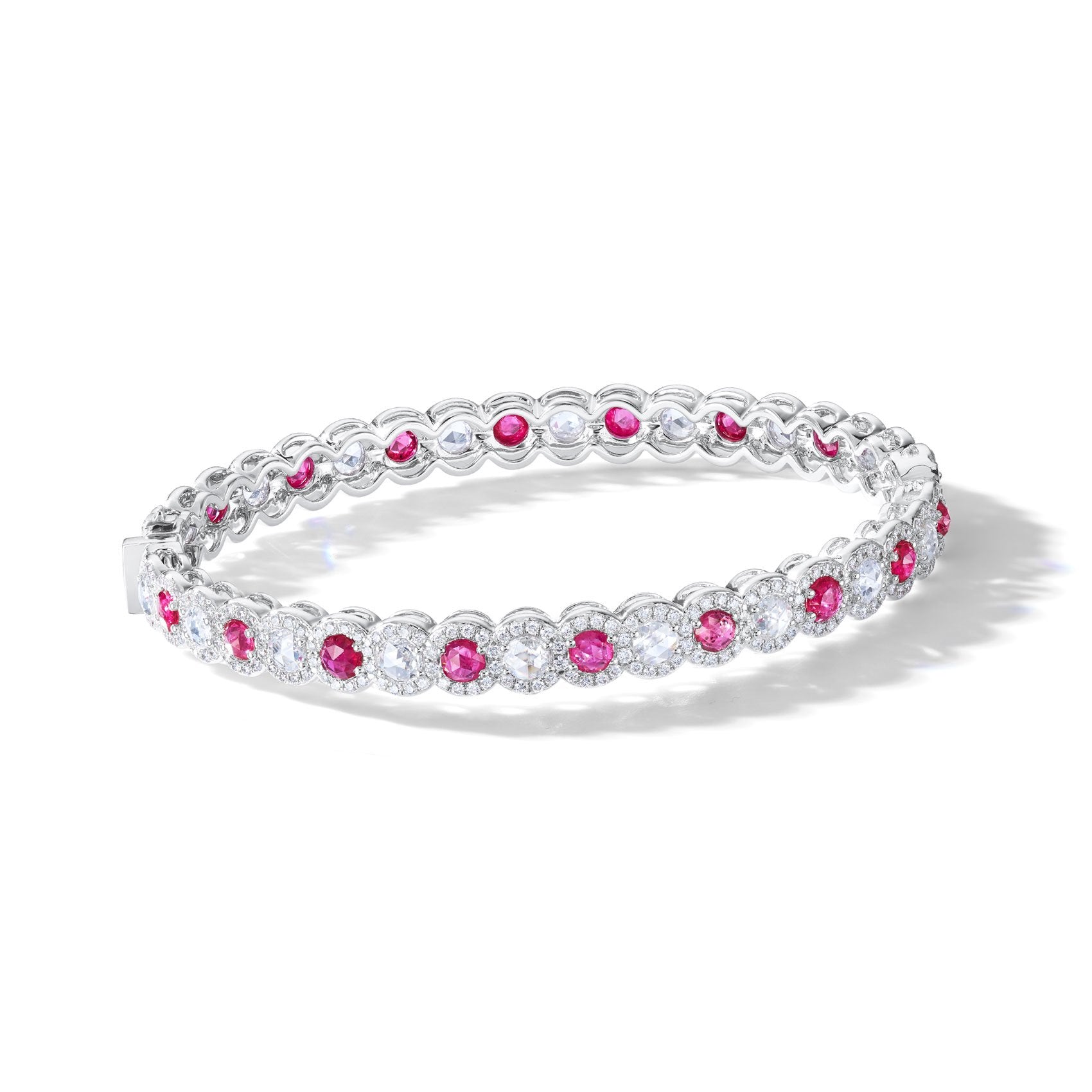 Image of 64Facets ruby and diamond bangle set in white gold
