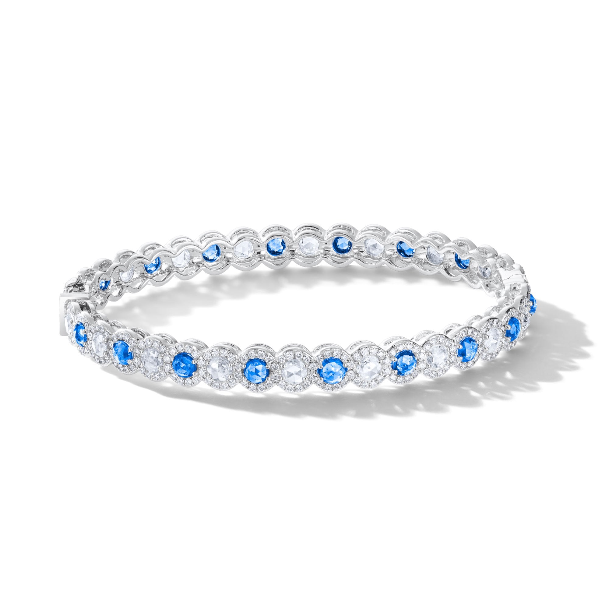 Image of 64Facets Sapphire and diamond bangle bracelet in 18k gold