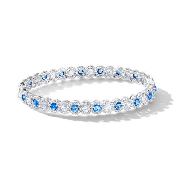 64Facets Sapphire and diamond bangle bracelet in 18k gold