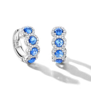 64Facets rose cut sapphire and diamond huggie hoop earrings