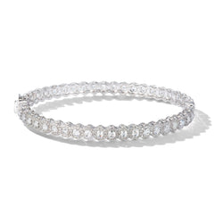 Image of 64Facets Scallop rose cut diamond bangle bracelet with pave diamond accents and set in 18k gold