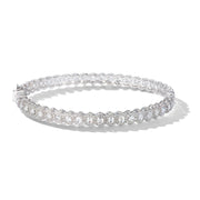 64Facets Scallop rose cut diamond bangle bracelet with pave diamond accents and set in 18k gold