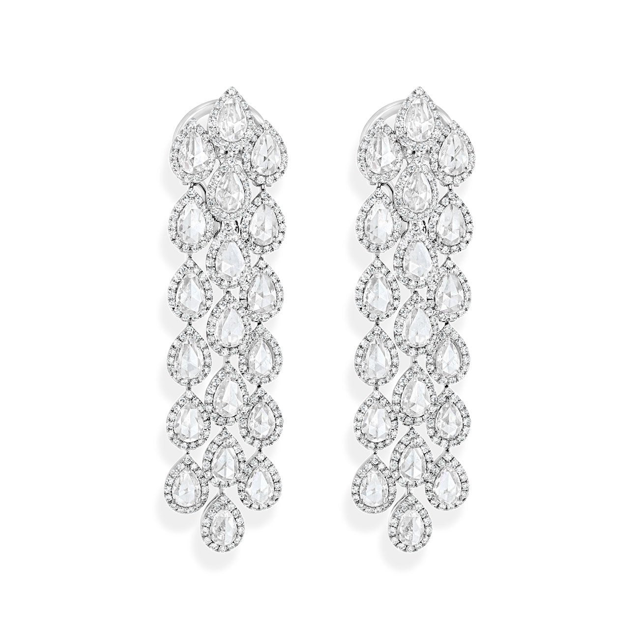 Image of 64facets rose cut diamond cascade dangle earrings in 18k gold