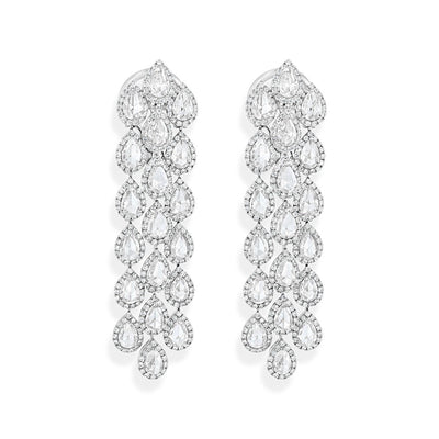 64facets rose cut diamond cascade dangle earrings in 18k gold