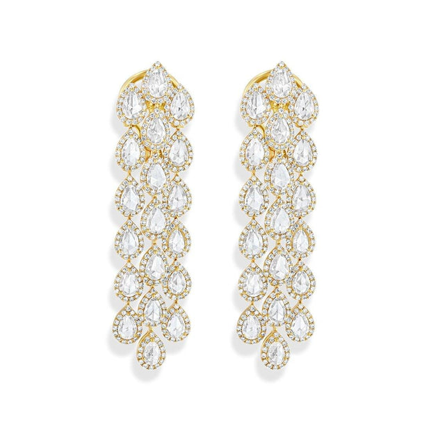 64facets rose cut diamond cascade dangle earrings in 18k gold