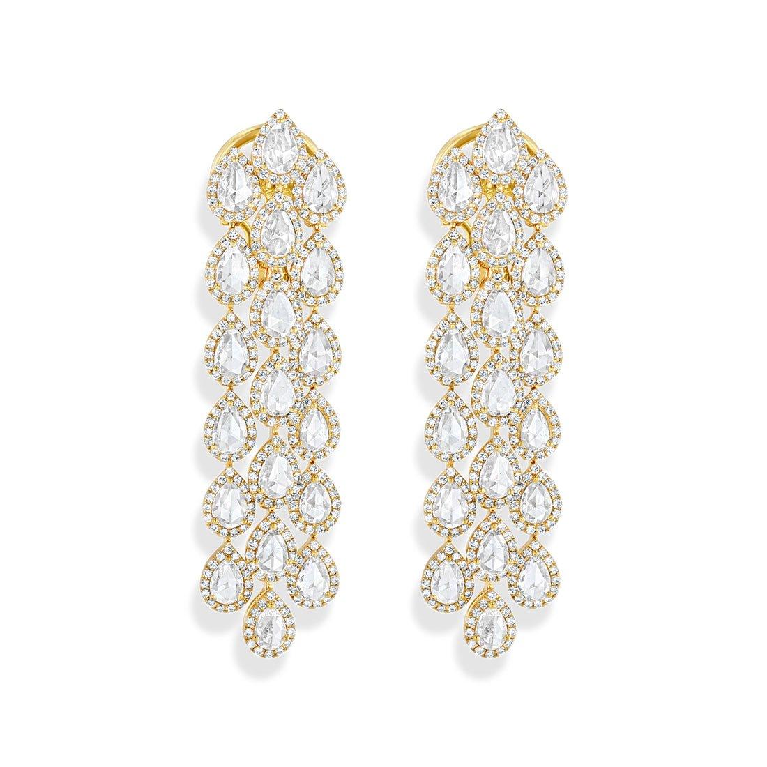 Image of 64facets rose cut diamond cascade dangle earrings in 18k gold
